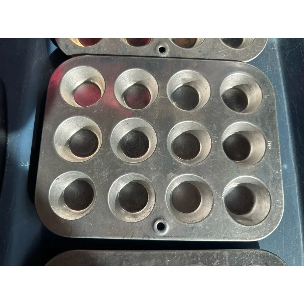 3 Vtg Wear Ever Mini Muffin Tin Pan Aluminum Tart Cupcake 12 Holes 1‎ 3/4